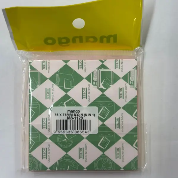 MANGO POST IT PAD MS-1129 (5 COLOUR) [3" X 3"] (76MM X 76MM) | Jiwa Book Store