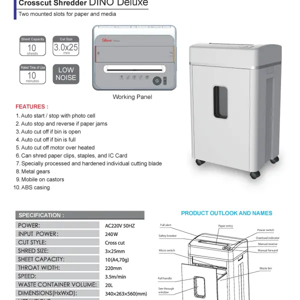 DINO DELUXE CROSSCUT PAPER SHREDDER | Jiwa Book Store
