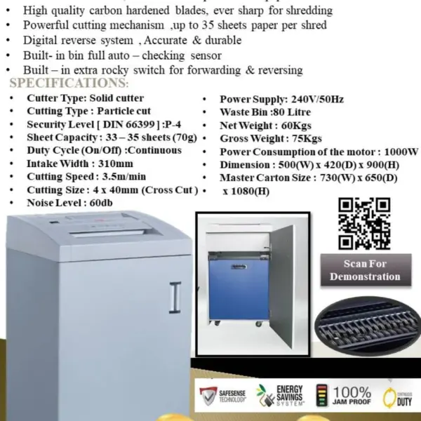 KIMI 3100C HEAVY DUTY PAPER SHREDDER | Jiwa Book Store