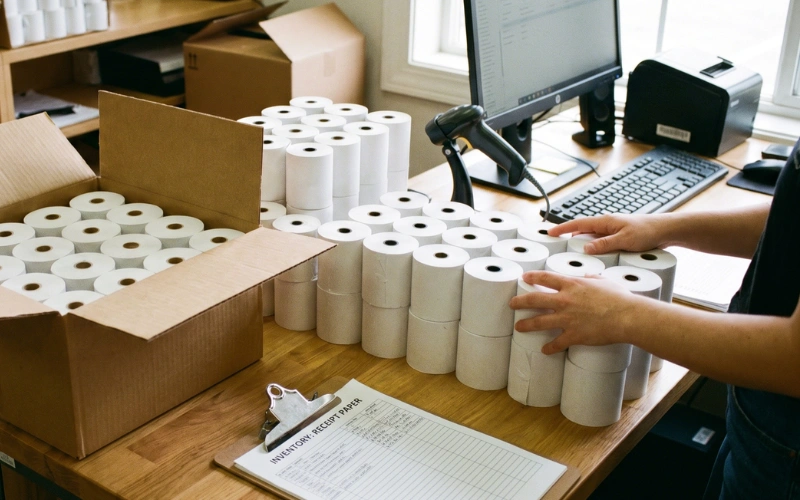 80x60 thermal paper roll Malaysia for POS receipt printer in retail shop