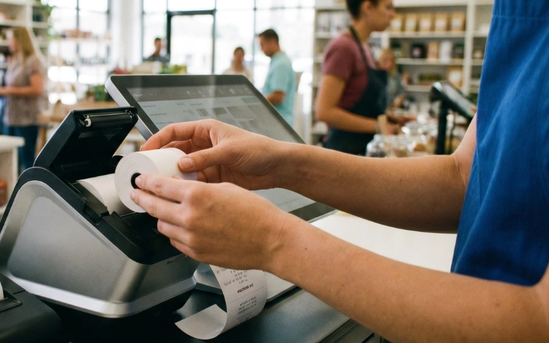 POS receipt printer using 80x60 thermal paper roll Malaysia cashier counter
